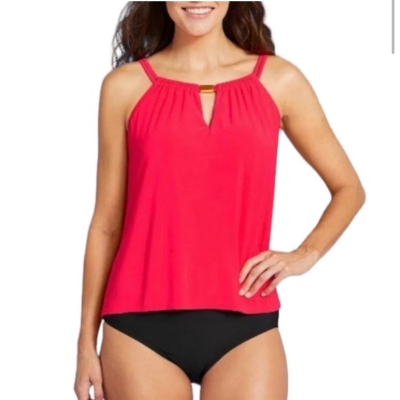 NWT Women's High Neck Keyhole Tankini Top | Aqua Green | Large - Picture 1 of 7